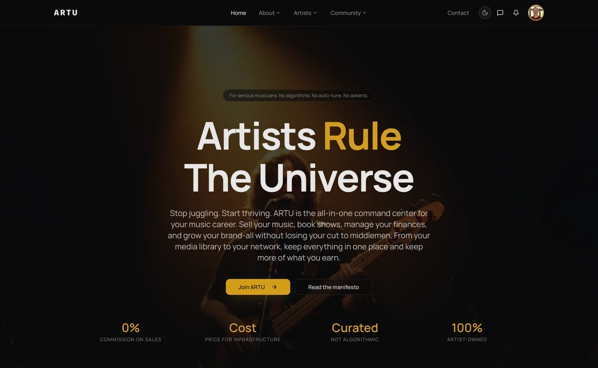 Artists Rule the Universe (artistsruletheuniverse.com) screenshot