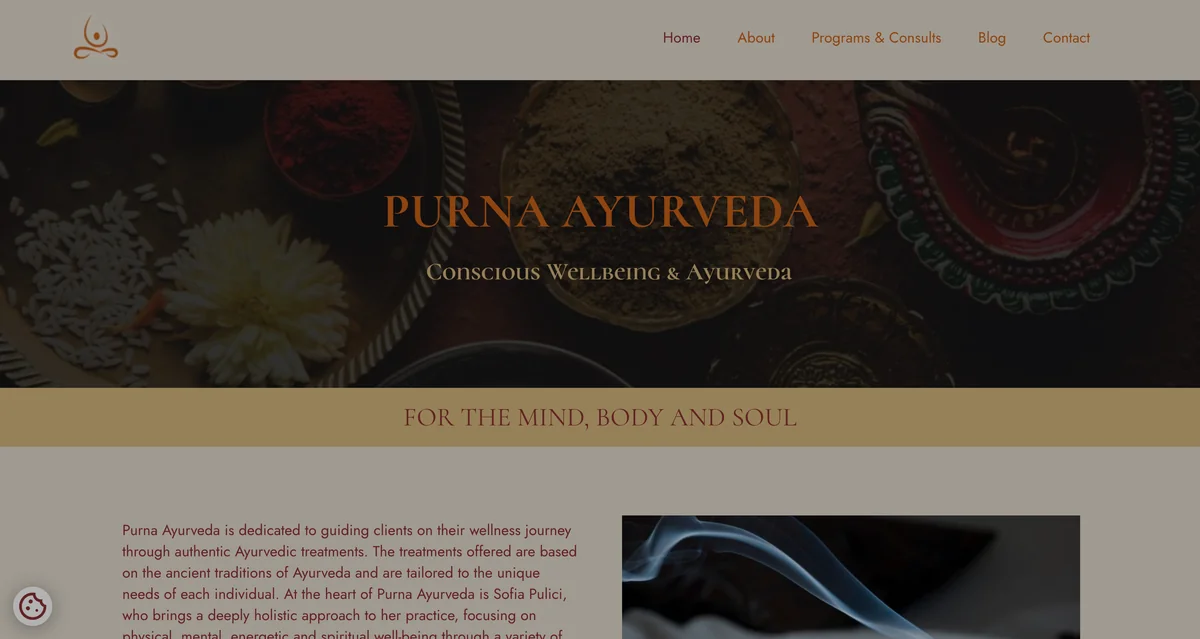 PurnaAyurveda.com screenshot